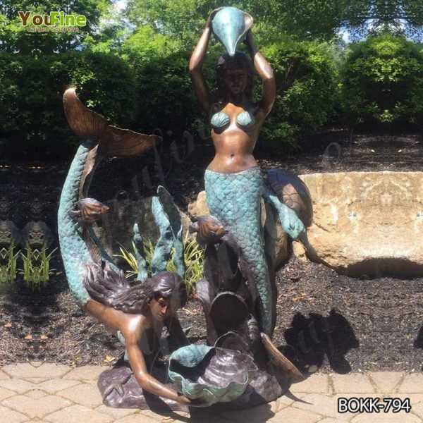 Outdoor Two Mermaids Holding Shell Bronze Fountain for Sale BOKK-794