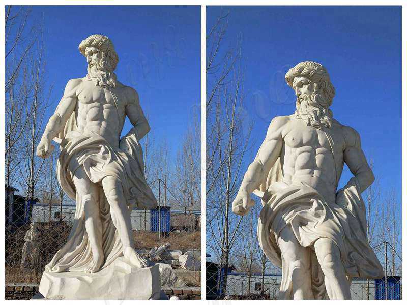 Neptune Beige Marble Statue Classic God of the Sea
