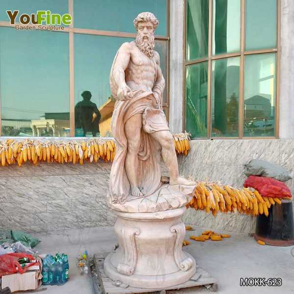 Neptune Beige Marble Statue Classic Roman God of the Sea