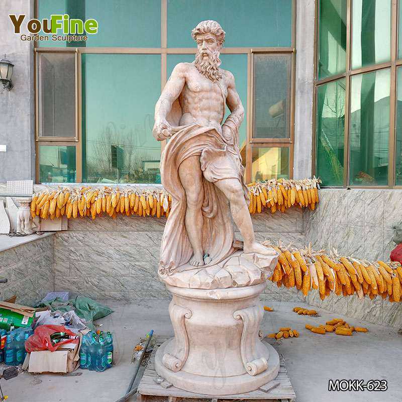 Neptune Beige Marble Statue Classic Roman God of the Sea MOKK-623