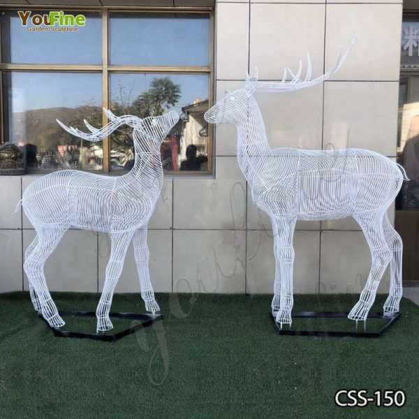 New Design Abstract Wire Stainless Steel Deer Sculpture for Sale CSS-150