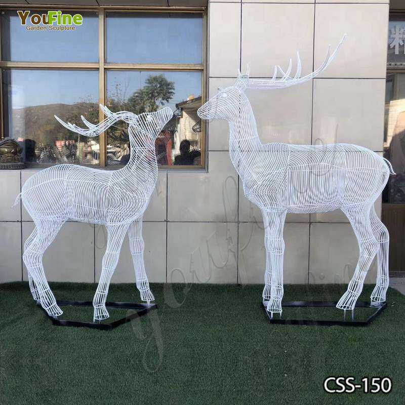 New Design Abstract Wire Stainless Steel Deer Sculpture for Sale CSS-150