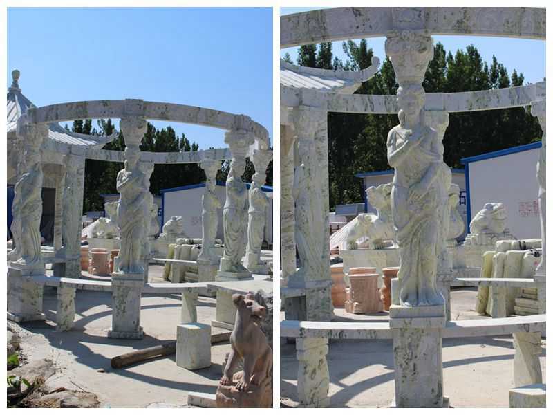 New Design Outdoor Green Marble Statuary Gazebo for Sale