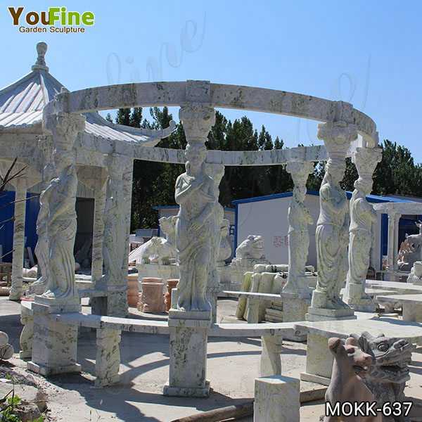 Outdoor Green Marble Statuary Gazebo for Sale