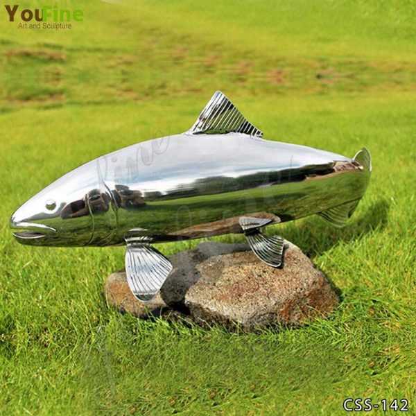 Outdoor High Polished Metal Fish Sculpture