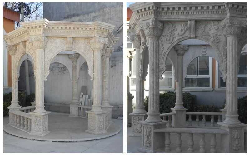 Roman Style Beige Marble Column Gazebo Supplier