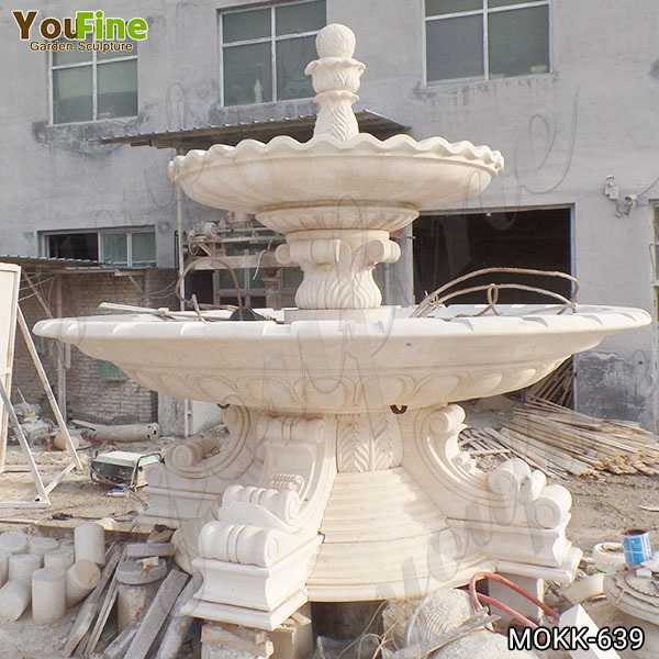 Simple Design Large Beige Marble Two Tiered Fountain for sale