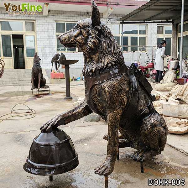 Solid Bronze Military Dog Sculpture for Sale