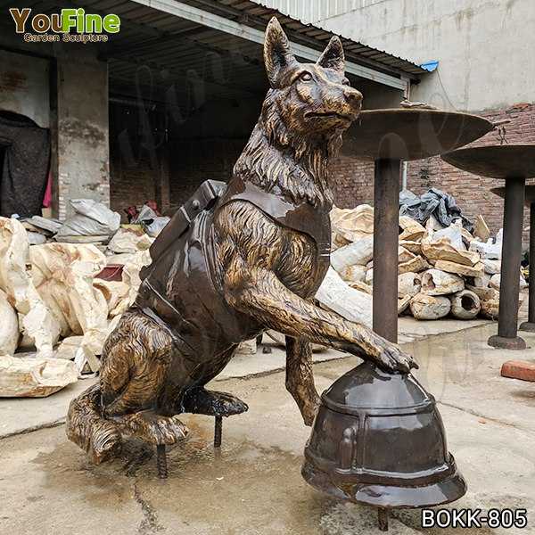 Full Size Solid Bronze Military Dog Sculpture for Sale BOKK-805