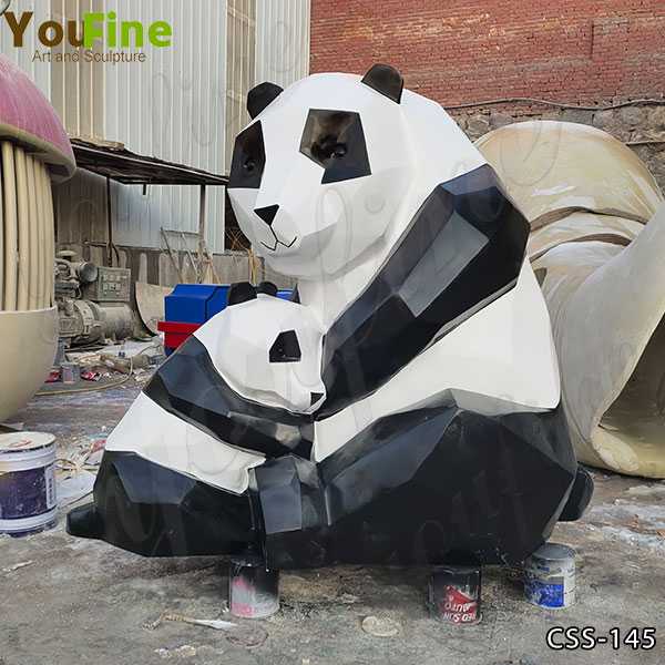 Large Abstract Stainless Steel Panda Sculpture for Sale CSS-145