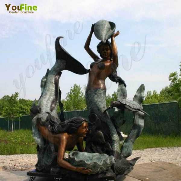 Two Bronze Mermaid Statues Fountain for Sale