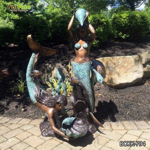 Two Mermaids Holding Shell Bronze Fountain for Sale