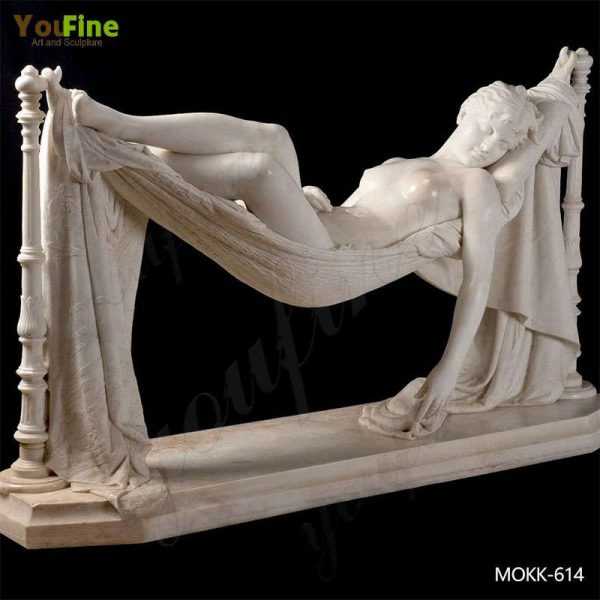 Woman Lying on a Hammock Marble Sculpture