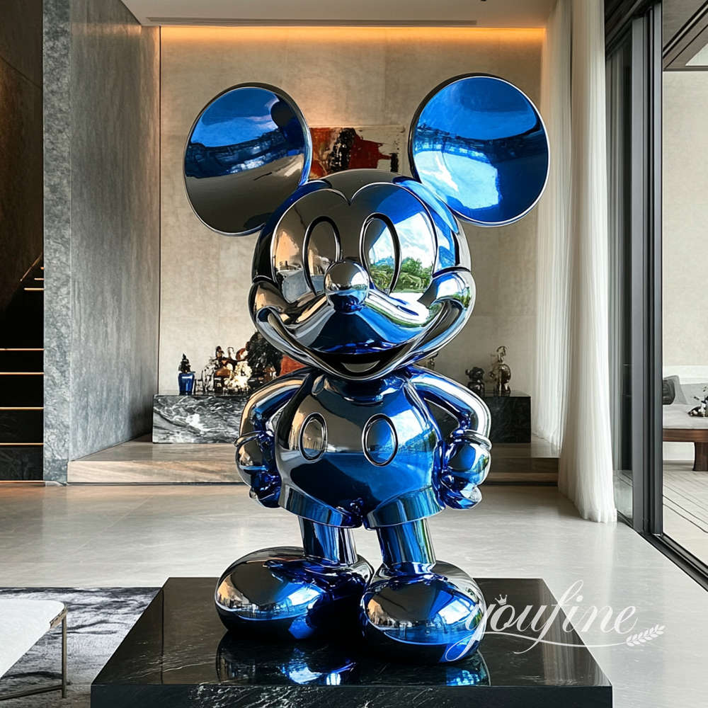 blue paint stainless steel mickey sculpture