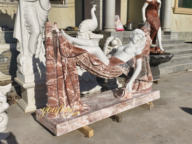 colorful Woman Lying on a Hammock Marble Sculpture
