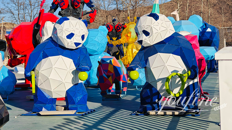 life size geometric panda  sculpture