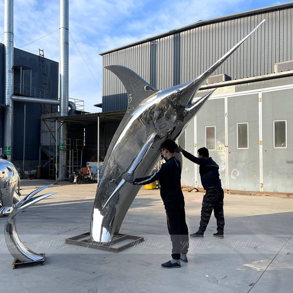 high polished fish sculpture details
