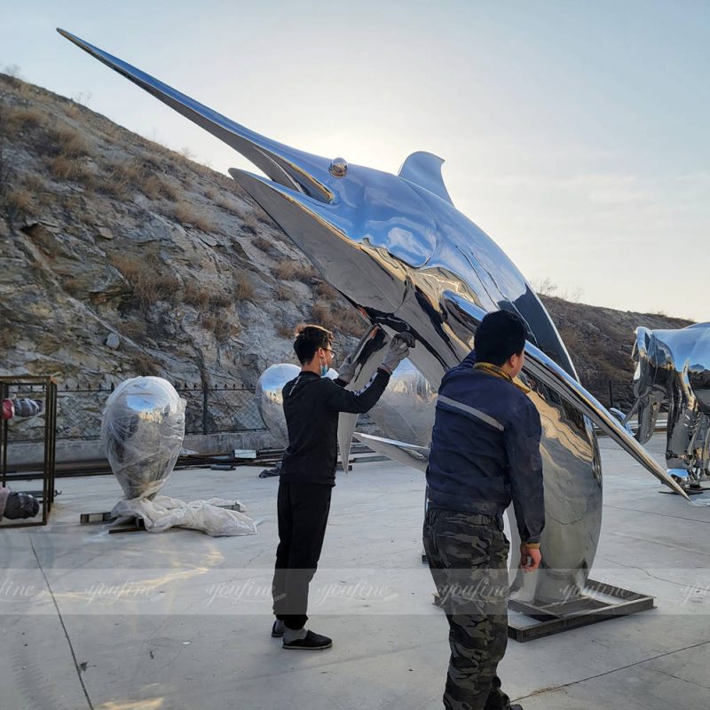 large polished fish sculpture