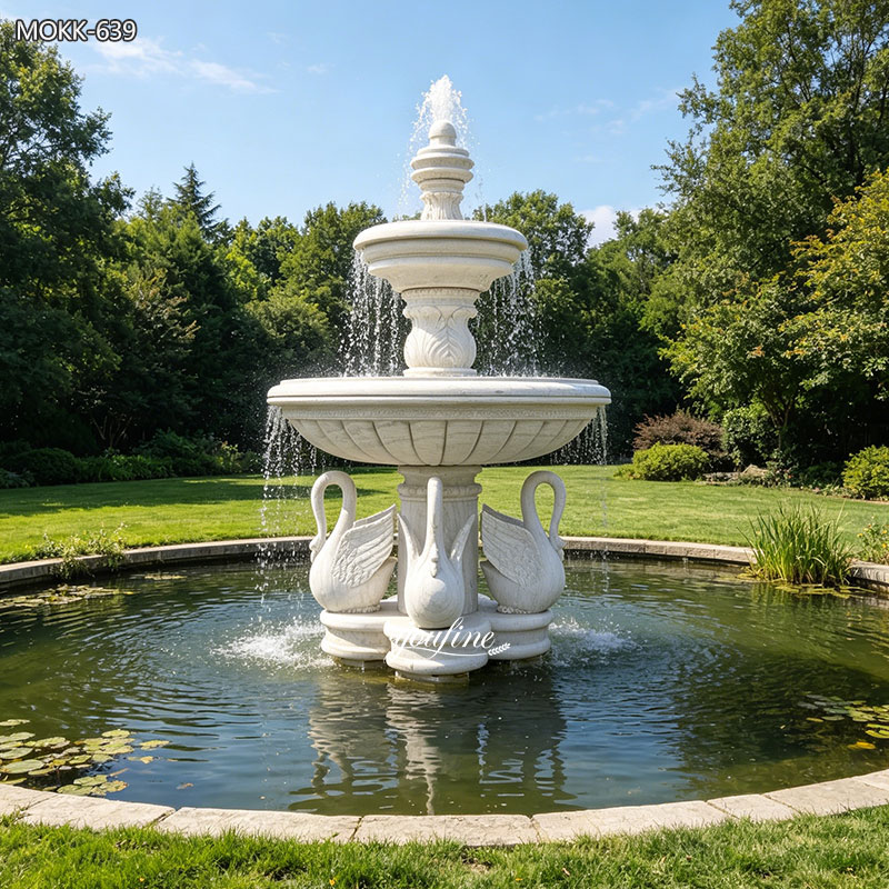 2 Tier Bird Bath Fountain with Swan MOKK-639