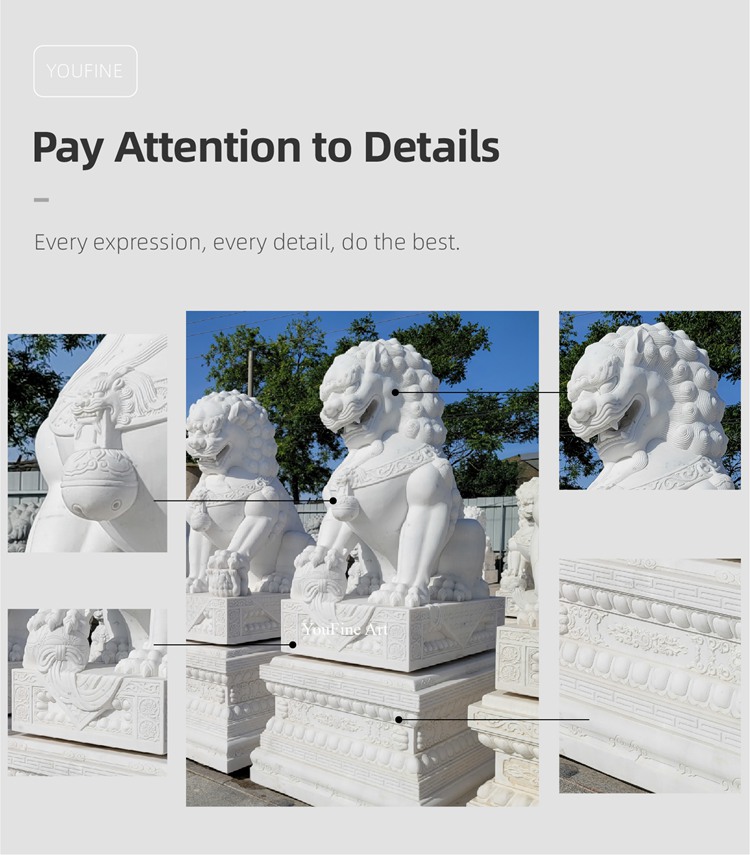 marble carving foo dog statues