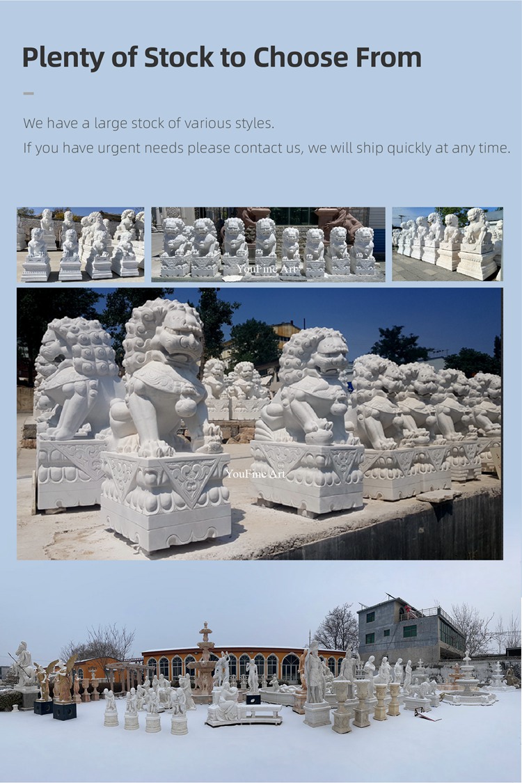 marble foo dog statues stock