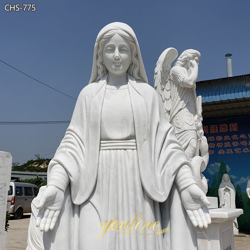 marble sculpture of the Virgin Mary details