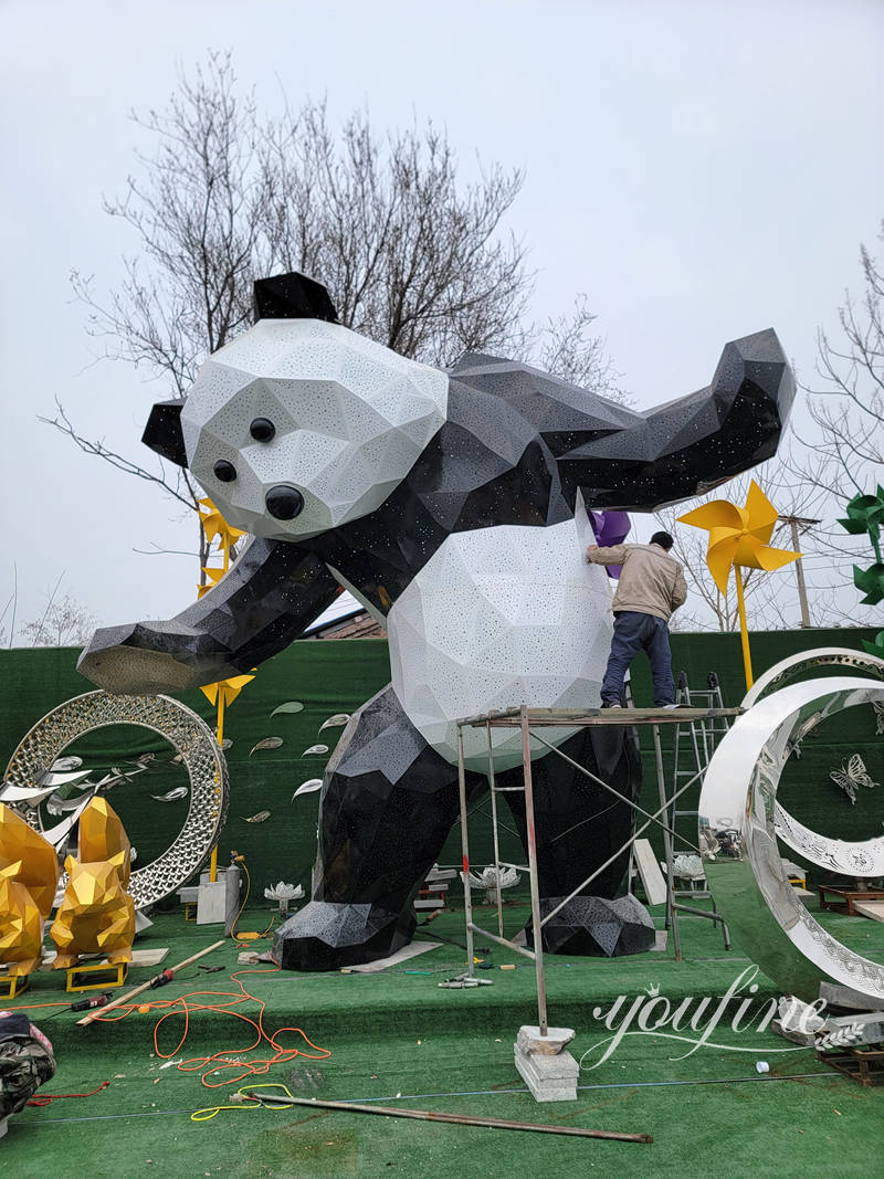 metal panda sculpture