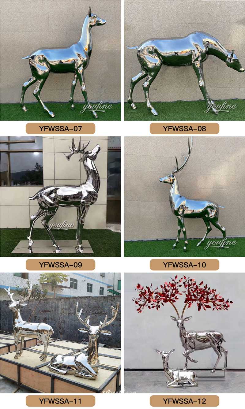 modern stainless steel deer sculpture 