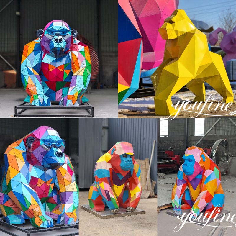 more custom designed metal gorilla statues