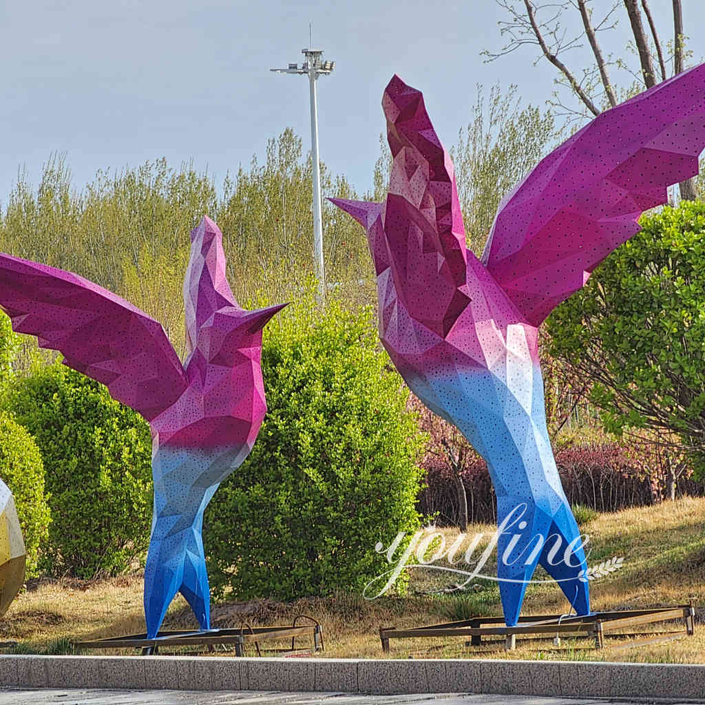 painted outdoor large bird sculpture