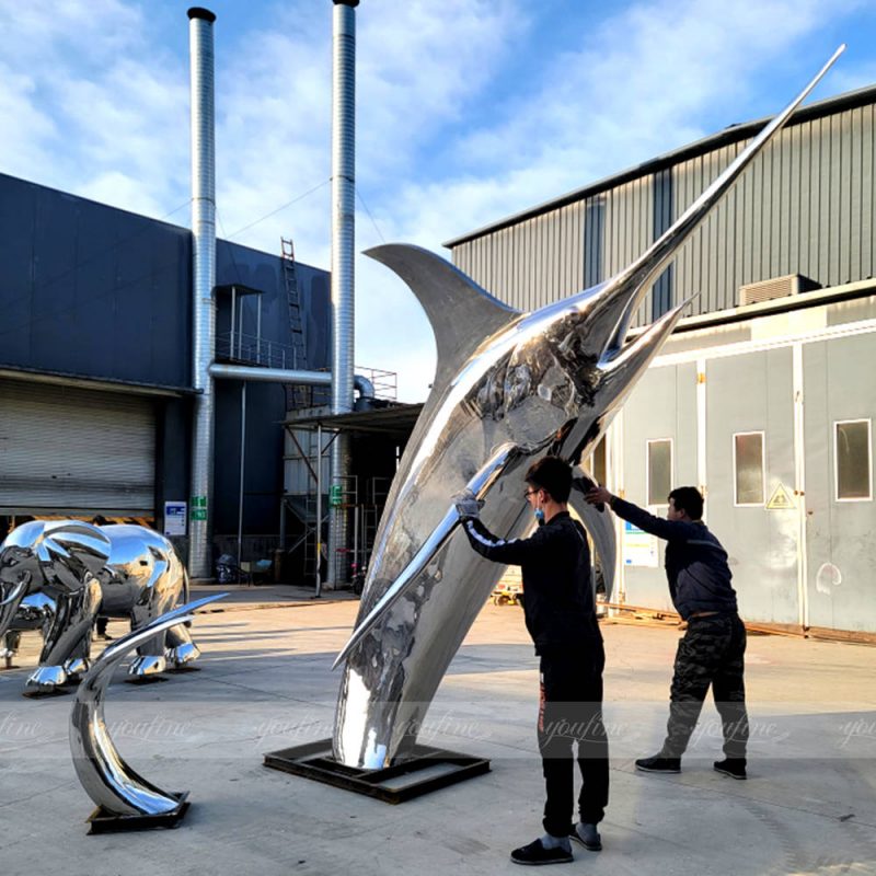 Outdoor Stainless Steel Metal Fish Sculpture for Sale CSS-142