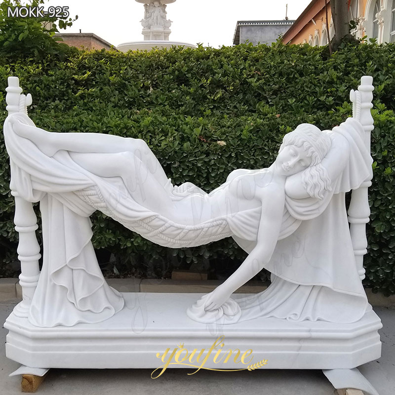 white Marble Sleeping Beauty Sculpture for sale
