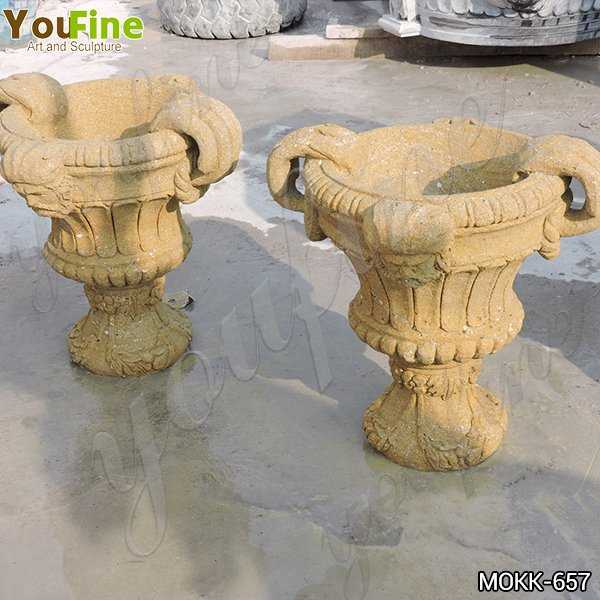 Antique Yellow Travertine Flower Pot for Garden Decor Manufacturers