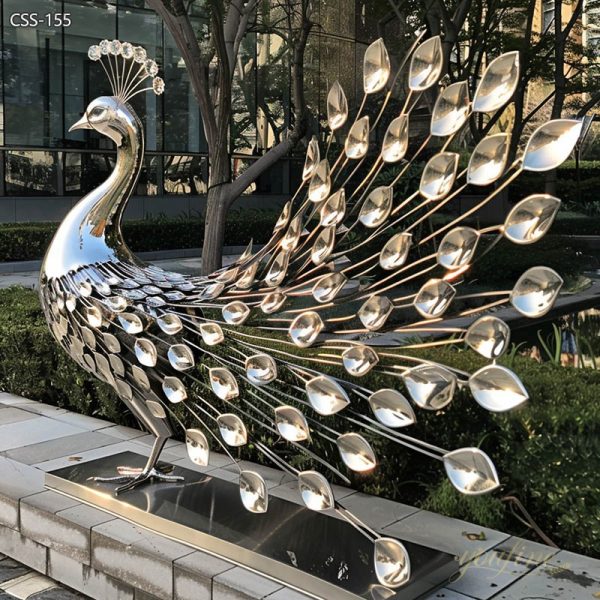 Beautiful Stainless Steel Peacock Landscape Sculpture for Sale CSS-155