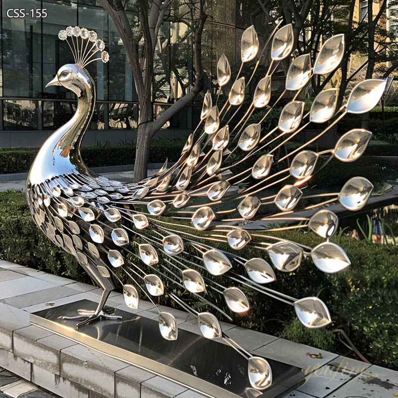 Beautiful Stainless Steel Peacock Landscape Sculpture for Sale CSS-155