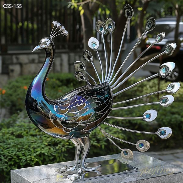 Beautiful Stainless Steel Peacock Sculpture