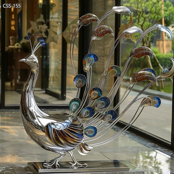 Beautiful Stainless Steel Peacock Sculpture
