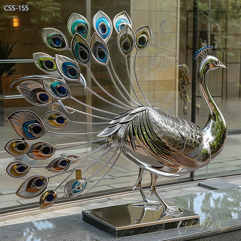 Beautiful Stainless Steel Peacock Sculpture