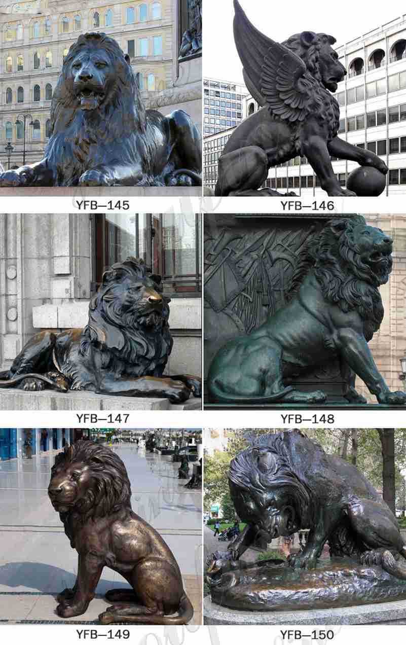 Bronze Lion Statues with Paw on Ball Supplier