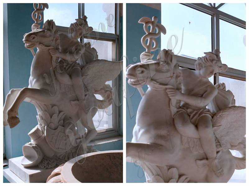 Famous Art Mercury Riding Pegasus Marble Sculpture Replica