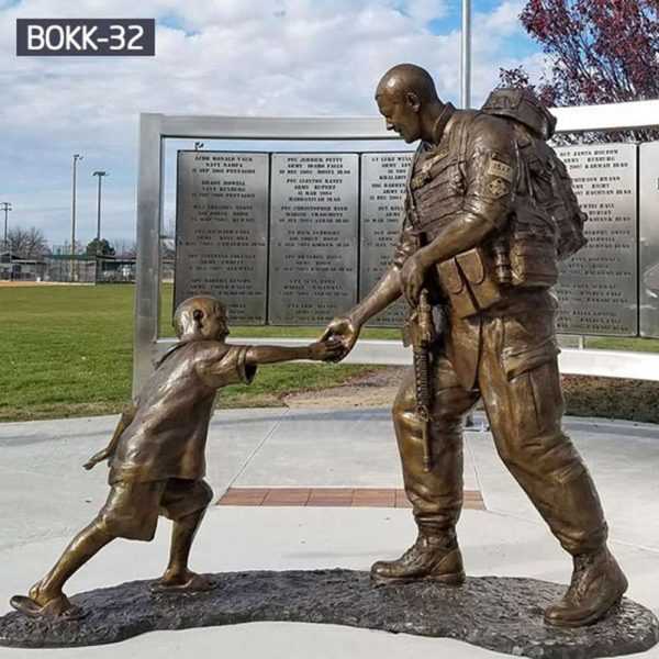 Famous Bronze Sgt. Dan Brown Memorial Soldier Statue Replica