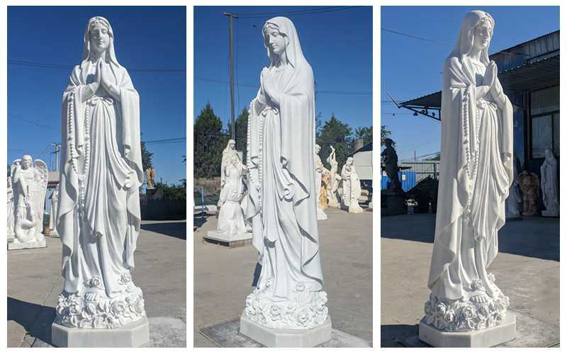 Full Size Marble Blessed Virgin Mary Statue Sculpture for Sale