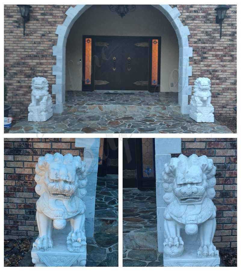 Han Carved Chinese Marble Lion Statues