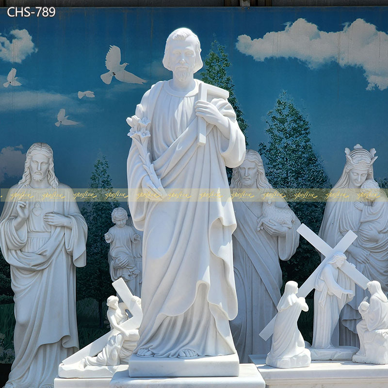 Hand Carved Catholic Marble Statue of St Joseph