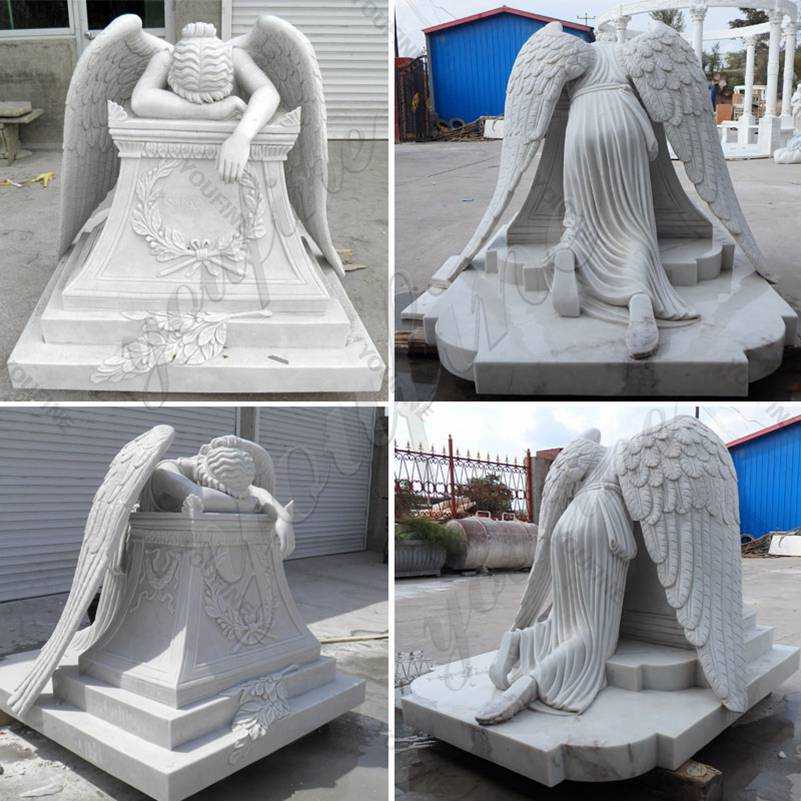 Hand Carved Marble Weeping Angel Headstone