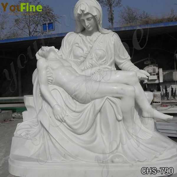 Hand Carved White Marble Pieta by Michelangelo Statue for Sale