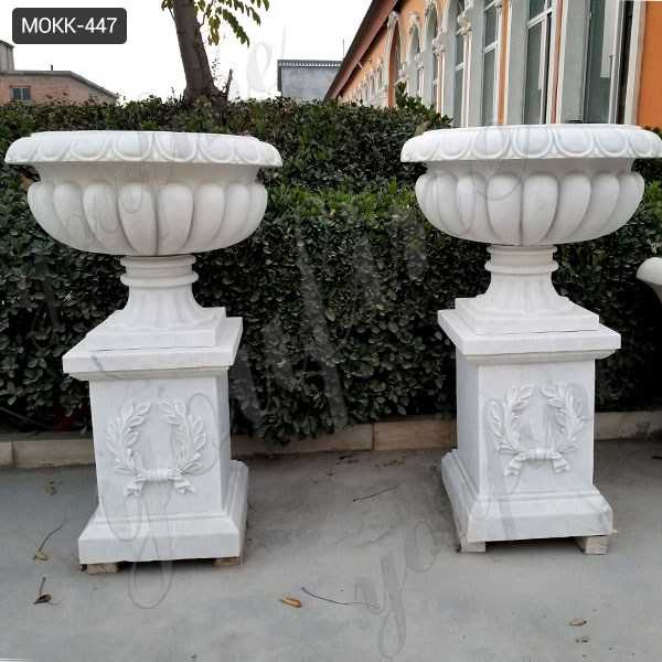 Large Outdoor Hunan White Marble Flower Pot for Sale MOKK-447