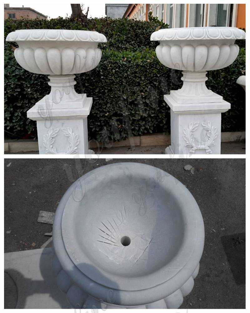 Large Outdoor Hunan White Marble Flower Pot