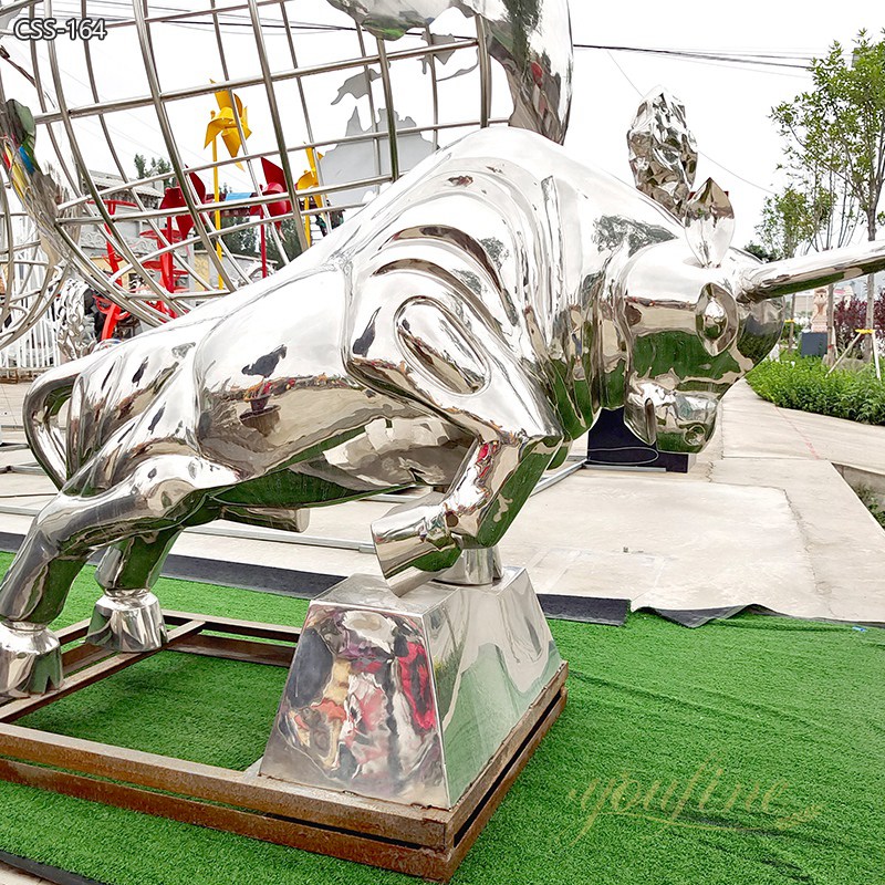 Large Outdoor Stainless Steel Bull Metal Sculpture Supplier CSS-164