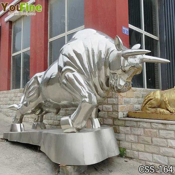 Large Outdoor Stainless Steel Bull Metal Sculpture